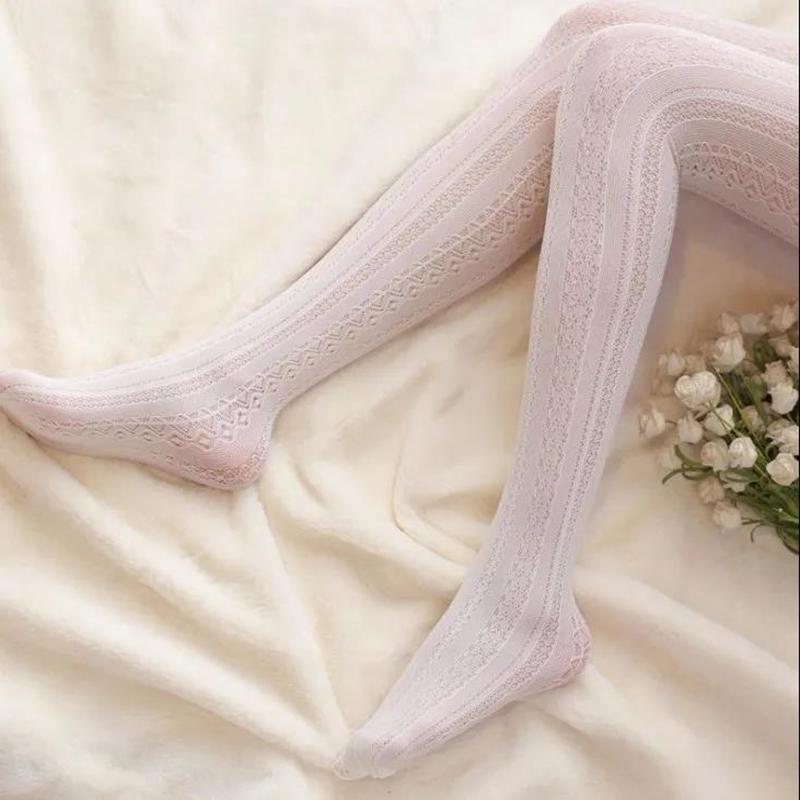 Spring and Autumn Thin Lolita White Lace Stockings Cute Lady Princess Lolita Hollow Tights Lolita Bottoming Socks