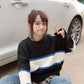 College Style Autumn Winter Sweater Women Loose Lazy Student Striped Sweater Shirt Coat
