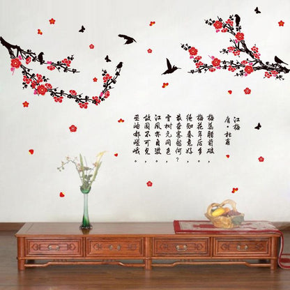 [Wall sticker ]Chinese Painting Calligraphy Birds Flower Plum Blossom Wall Stickers Kitchen Bedroom