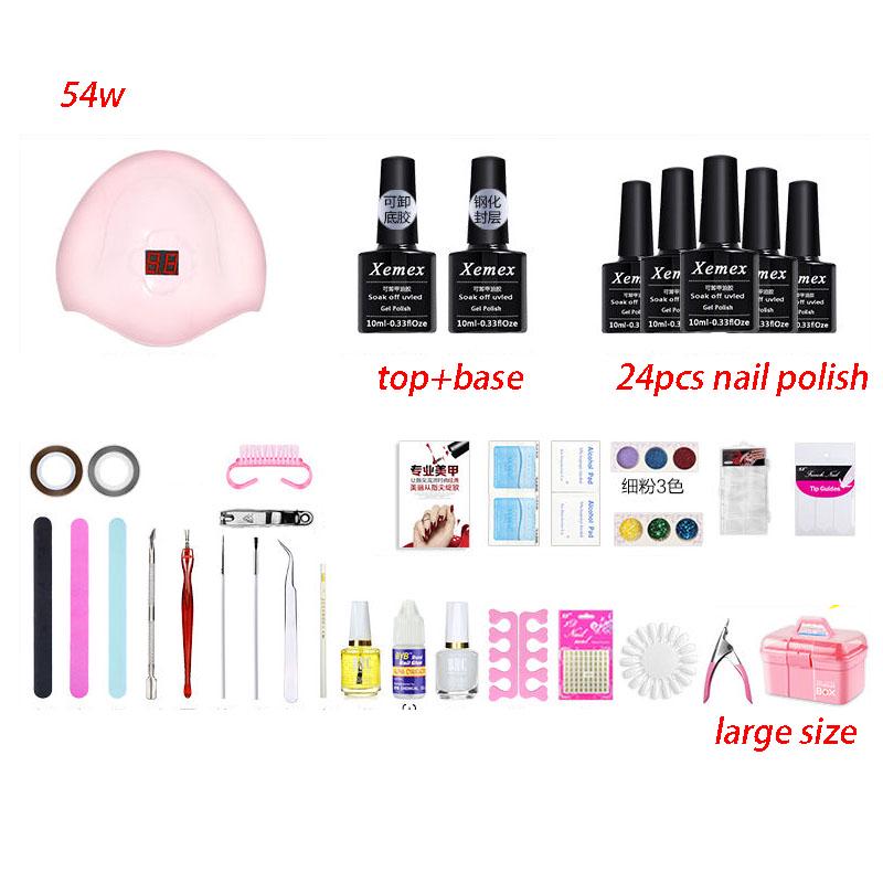 Manicure tools Set 54W LED Lamp nail Dryer 30 pcs Nail Gel Polish Kit Nail Set Nail Art Tool set