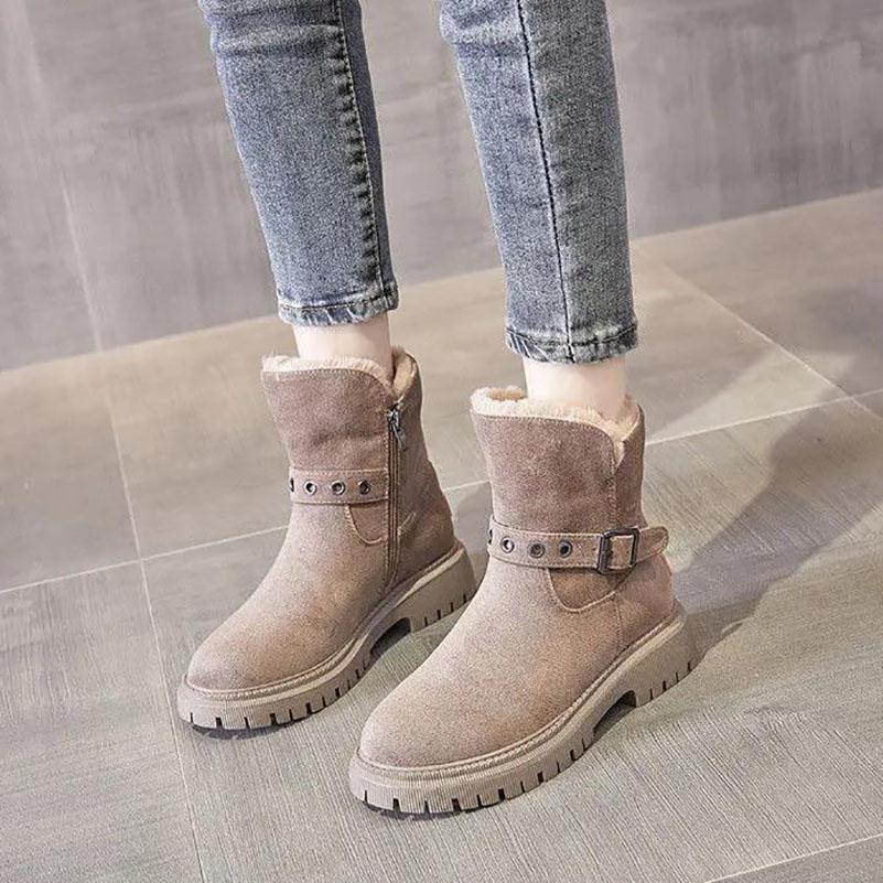 Snow Boots Women's Winter Short Tube and Velvet Non-slip Warm Cotton Shoes All-match Student Tide Martin Boots