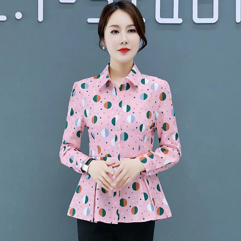 Summer Printed Button Shirt Pleated Edge Chiffon Shirt Casual T-shirt Slim Thin Cardigan Women