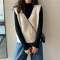 Spring and Autumn Thin Sleeveless Sweater Twist V-neck Knitted Vest Girls Wear Short Loose Waistcoat