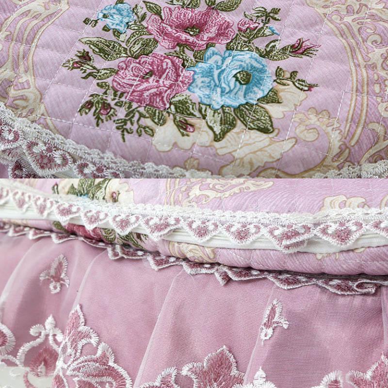 Chenille Toilet Three-piece Set Garden Lace Fabric Zipper Toilet Seat Cushion Toilet Seat Cover Ring Cover