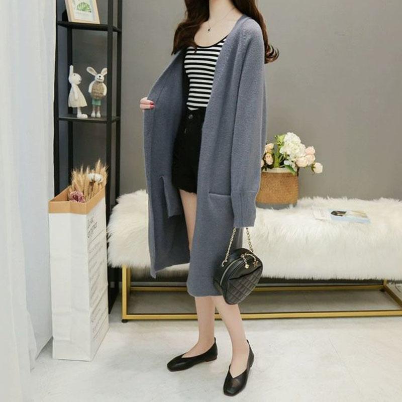 Mid-length Cardigan Sweater Spring and Autumn Loose Outer Tops Spring Casual Knitted Women's Jacket
