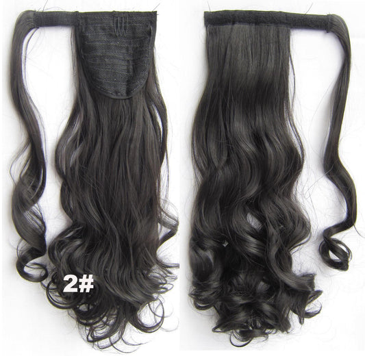 24" Long Wavy Wrap Around Clip In Ponytail Hair Extension Synthetic Natural Blonde Wave Pony Tail