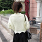 Fashion Flared Sleeve Top Autumn and Winter Short Coat Irregular Wave Edge Sweater