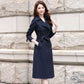 Lining Windbreaker Women's Mid-length 2021 Spring and Autumn Drape Coat Women's Long Over-the-knee Coat