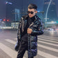 Winter Fashion Trend Glossy Cotton Coat Men's Mid-length Thick Slim Fit All-match Comfortable Jacket