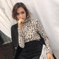 Women's High-neck Bottoming Shirt Long-sleeved Leopard Print Autumn and Winter Slim Fit All-match Thin T-shirt Women's Top
