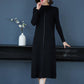 Autumn and Winter Knitted Long Dress Over The Knee Loose Clothes Large Size Base Skirt Pure Color Simple Female Sweater Dress