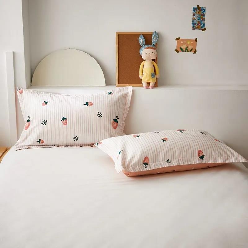 Pure Cotton Twill Pillowcases A Pair of Student Dormitory Simple Printing Pillowcases Single Double Bedroom Pillowcases