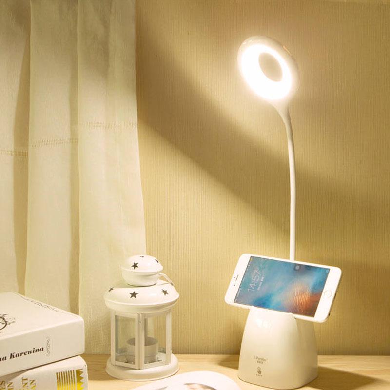 USB Rechargeable Table Lamp Storage Pen Touch Table Lamp for Reading Student Dimmable Desk Lamp