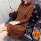 Plus Thick Autumn and Winter Sweater Women Loose and Warm Mid-length Bottoming Shirt Round Neck Knitted Lace Sweater Dress