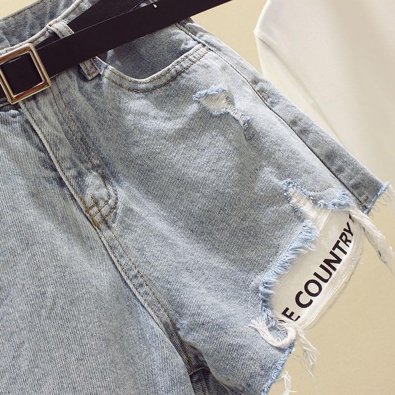 Ripped Denim Shorts Women's Summer High Waist Loose and Thin Wild Wide-leg Pants Thin Section