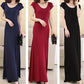 Fashion Long Maxi Dress Cotton Short Sleeve Crew Neck Elastic Backless Summer Dress Party Dress
