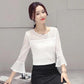 Flared Sleeve Mesh Bottoming Shirt Lace Spring and Summer Plus Size Women's Three-quarter Sleeve Top