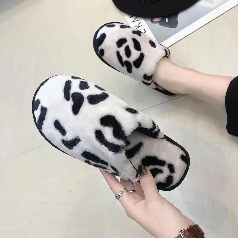 Cotton Slippers Cute Wool Cotton Slippers Leopard Print Cotton Slippers Women
