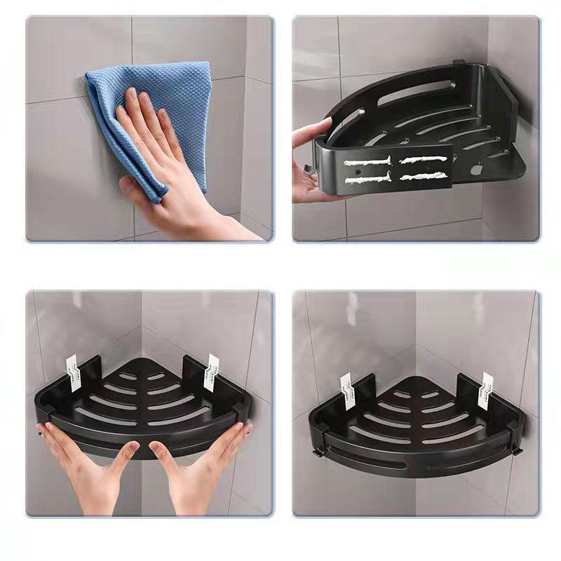 Bathroom Shelves Corner Washing Tables Triangular Wall Storage Bathing Perforation-free Wall-mounted Toiletries Storage Rack Cosmetics Storage Rack