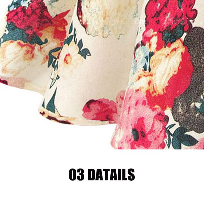 Women A-line Chiffon Dress Summer Sleeveless Round Neck Elastic Waist Floral Large Size Mid-length Skirt