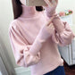 Women's Turtleneck Sweater Autumn Winter Lantern Sleeve Knit Top Loose Solid Color Pullover Sweater loose knitwear