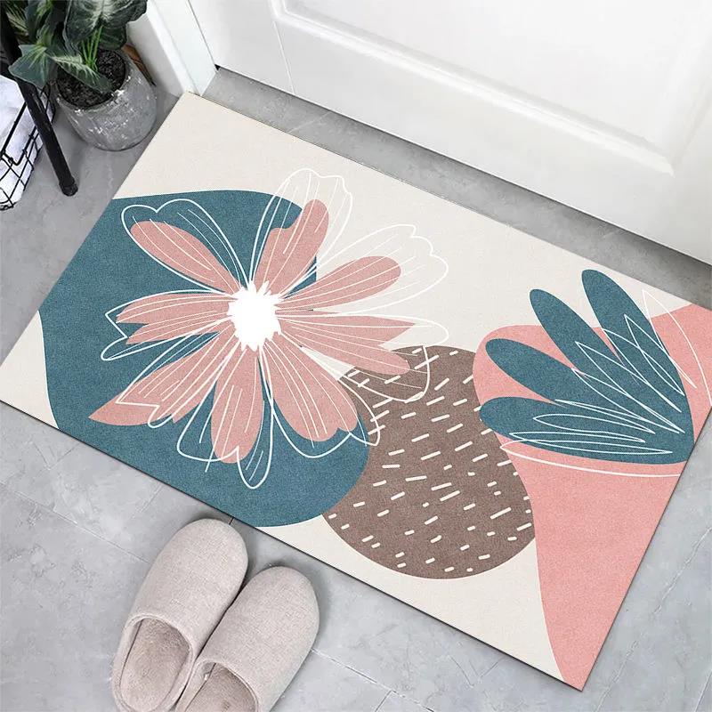 Household Door Pad Floor Door Entrance Door Minimalist Line Feeling Dirty Foot Pad Bathroom Water Absorption Anti-skid Door 50 * 80/60 * 90cm