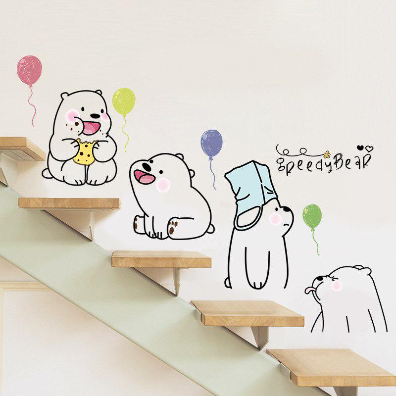Cartoon Cute Lazy Polar Bear Wall Stickers For Kids Room Living Room Home Decoration Background Chil