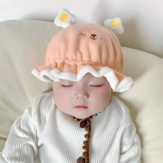 Autumn and Winter Newborn Fetal Hat Warm Plush Cute Smiling Face Infant Adjustable Super Cute Baby Baotou Fisherman Hat
