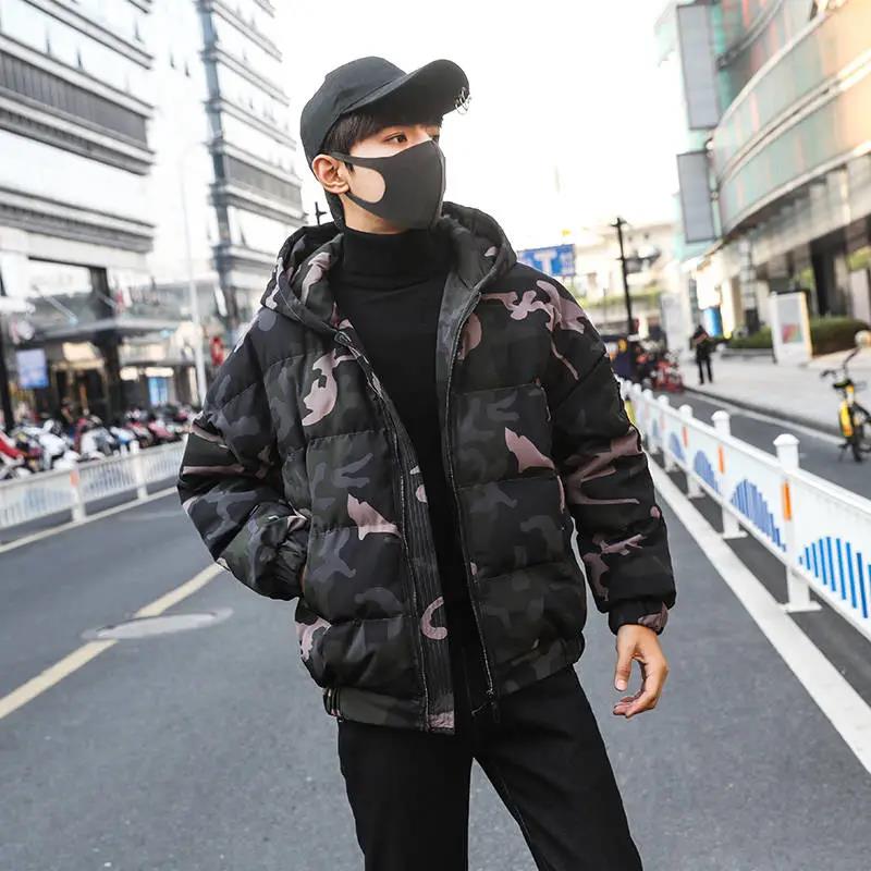 Men's Winter Fashion Warm Cotton-padded Jacket Hooded Jacket Trendy Thick Bread Clothes