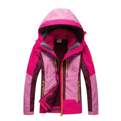 Men's and Women's Outdoor Sportswear Windproof Mountaineering Clothes Thick Hooded Detachable Two-piece Jacket Fleece Soft Shell Cycling Jersey