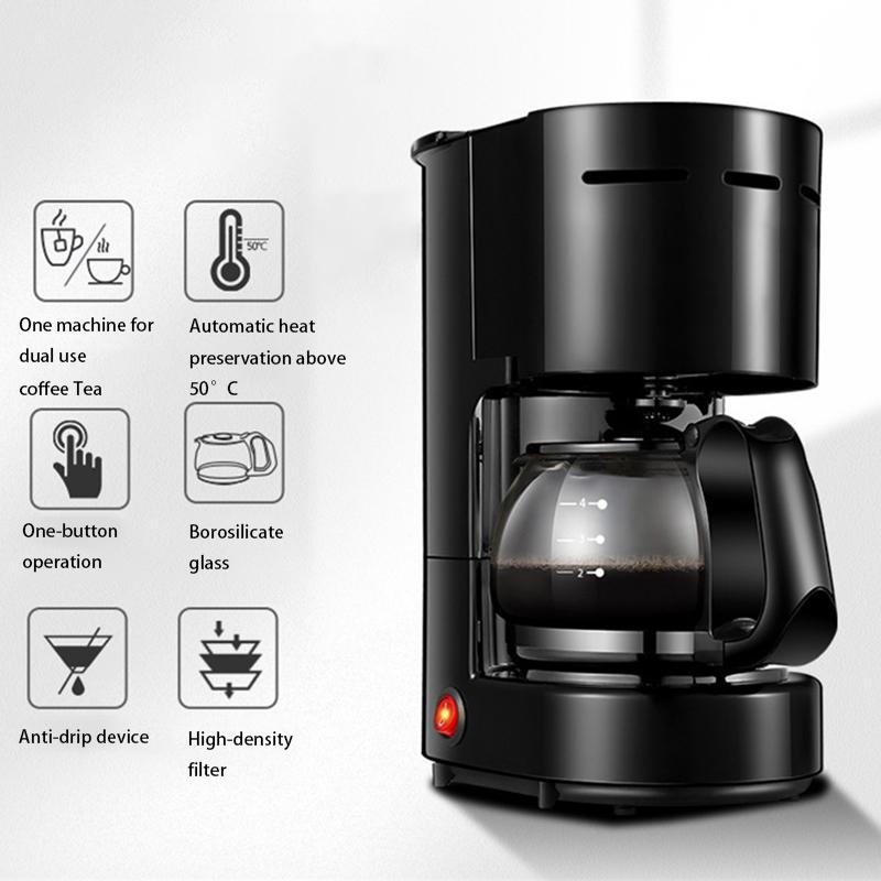 Coffee and Teapot Household Portable Automatic Mini American Coffee Machine Drip Type Freshly Ground Manual Coffee Machine 220V