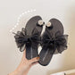 Fairy Slippers Japanese Sweet Mesh Bowknot Rhinestone Pearl Lace Set Toe Flat Beach Sandals