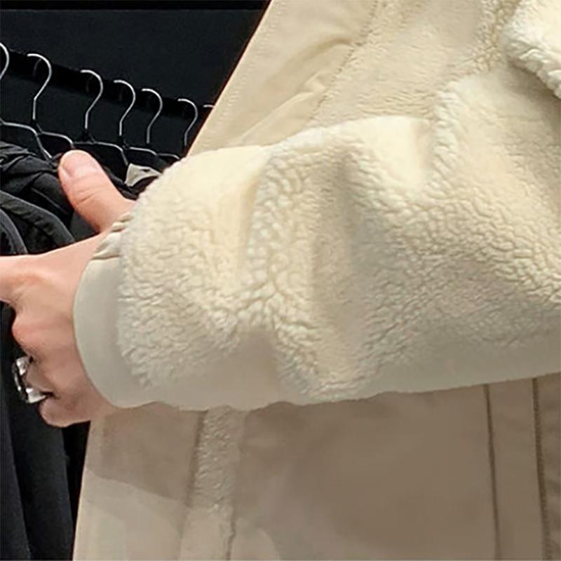 Men's Lamb Plush Jacket Winter Padded Coat Youth Jackets Trend All-match Loose Jacket