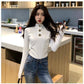 Button Design Slim Sweater Women's Autumn and Winter Wild Solid Color Bottoming Shirt