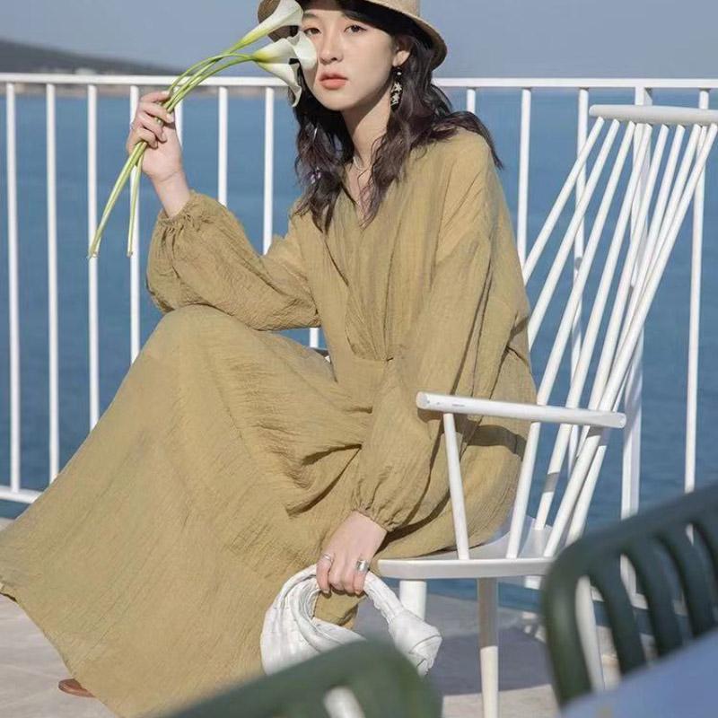 Summer Dress Vintage Sexy Lantern Sleeve Mid-Calf Dress Beach Bohemian Women'Summer Sundress Casual Plus Size
