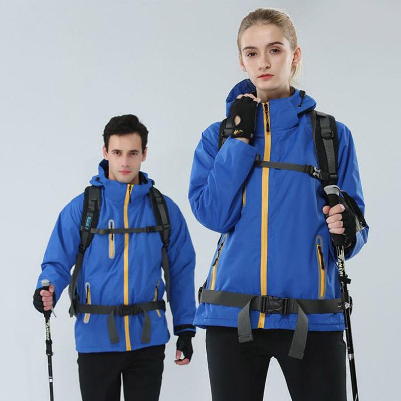 Winter Hooded Jackets Windproof Wearable Mountaineering Jacket Plus Fleece Thicken Warm Waterproof Ski Jacket Outdoor Sports