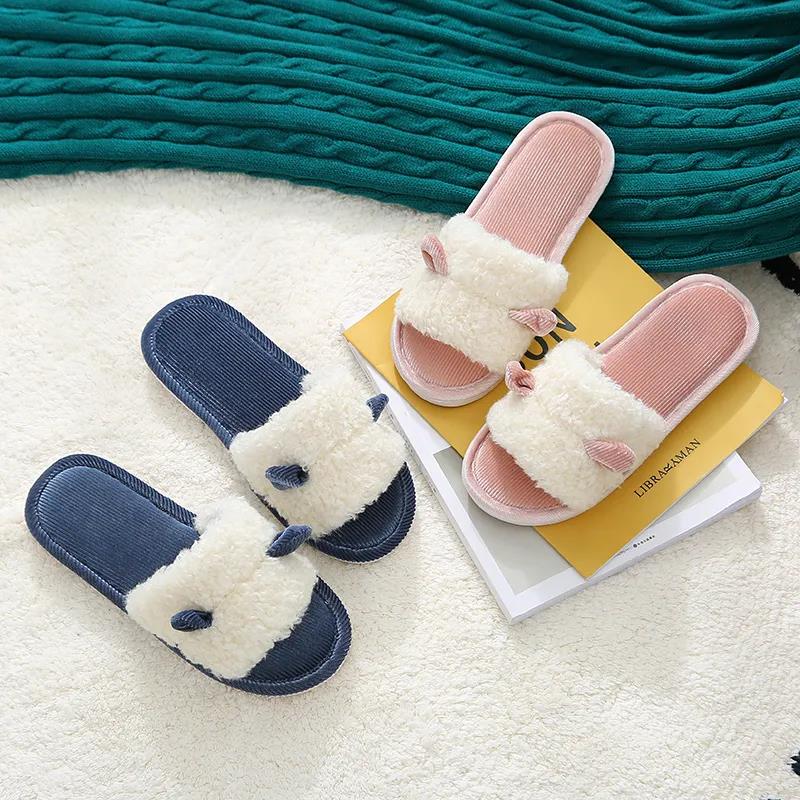 Women's Slippers Women's Outer Wear Home Four Seasons Universal Couples Fabric Soft Bottom Indoor Floor Home Furnishing