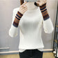 Ladies Half High Neck Sweater Plus Size Slim Long Sleeve Plus Velvet Thick Sweater Fashion All-match Women's Top