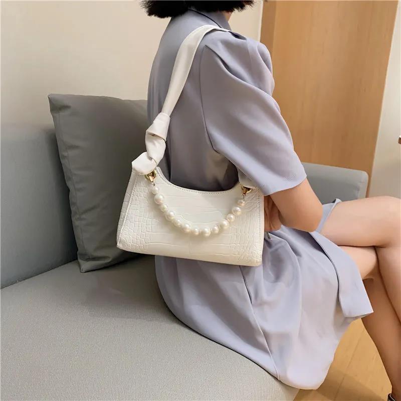 Crocodile Pattern Small PU Leather Armpit Bag For Women Shoulder Handbags Lady Simple Hand Bag Beautiful