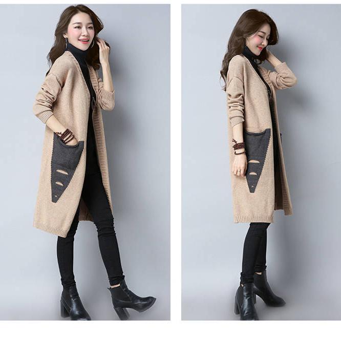 Knitwear Women's Mid-length Coat Trendy Sweater Cardigan Sweater Loose Shirt Large Size Wild