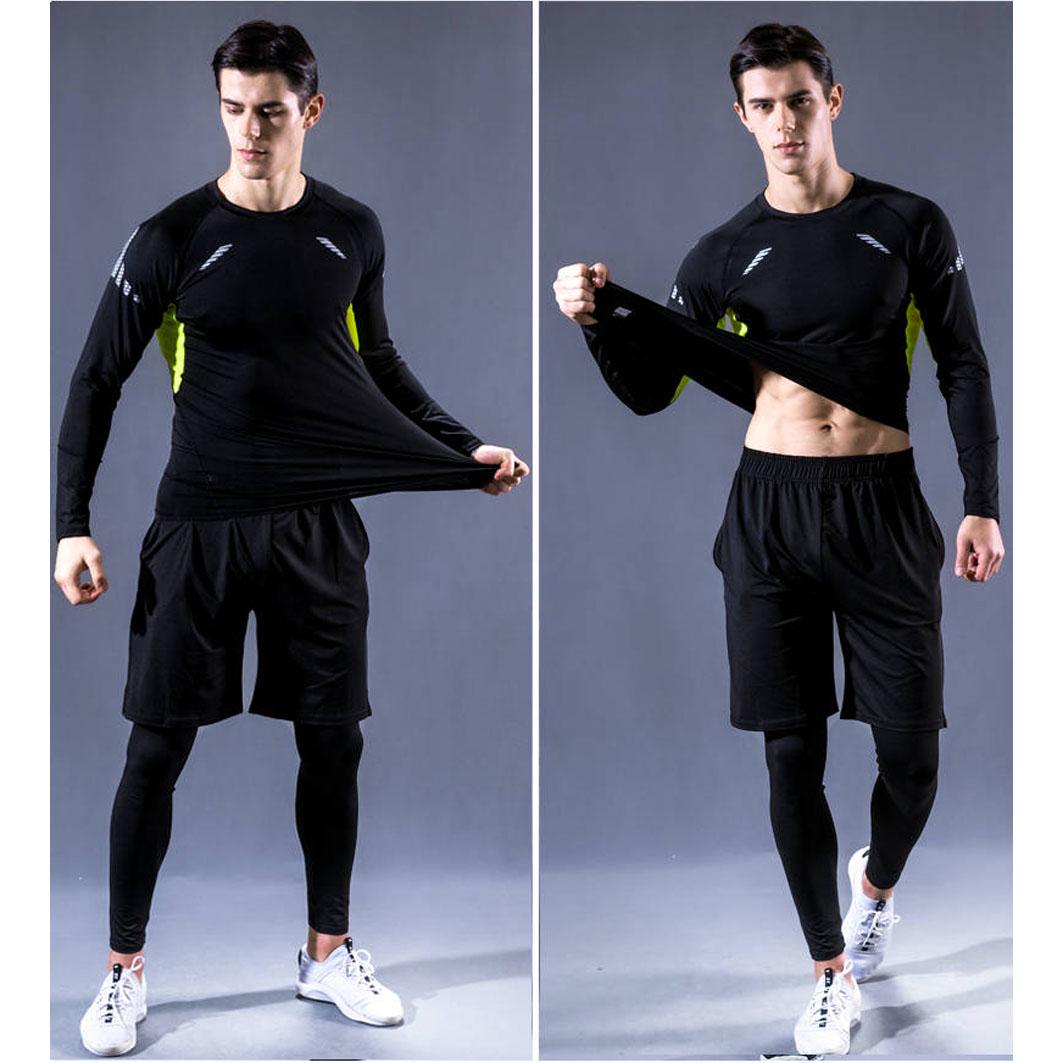 Men Sportswear Compression Sport Suits Quick Dry Running 5 Sets Sports Joggers Training Gym Fitness