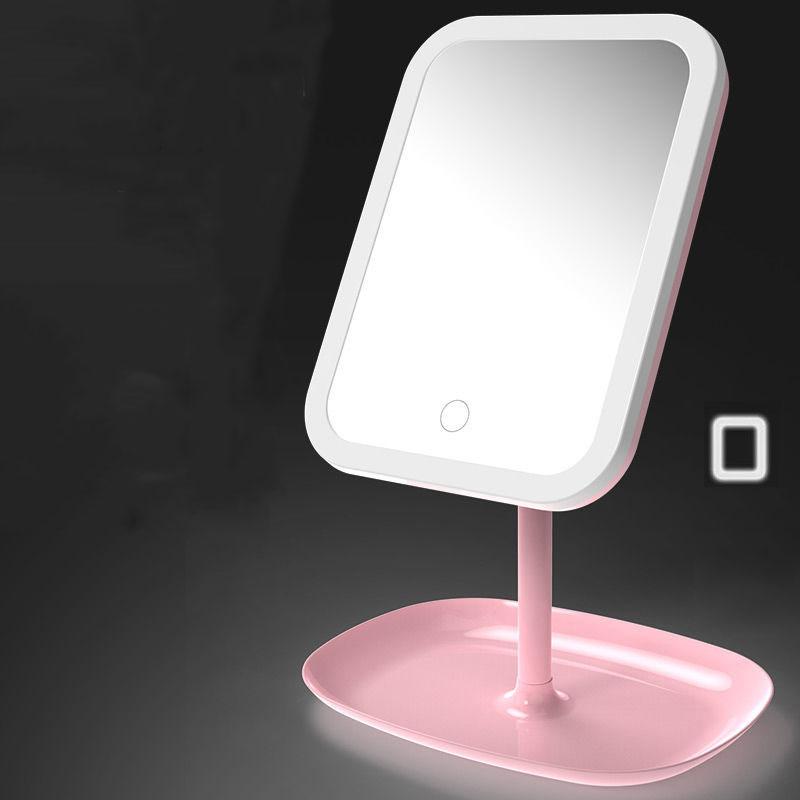 Ligthing LED Makeup Mirror Travel Desktop Mirror Three-speed Adjustable Touch Screen USB Charging