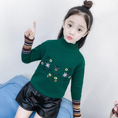 Autumn and Winter Little Girl Fashion Jacket Long-sleeved Hooded Children's Sweater Loose Knitted Cardigan
