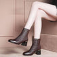 Boots and High-heeled Boots Point Thick with Female Shoe Heels Martin Female Head Layer Cowhide Boot