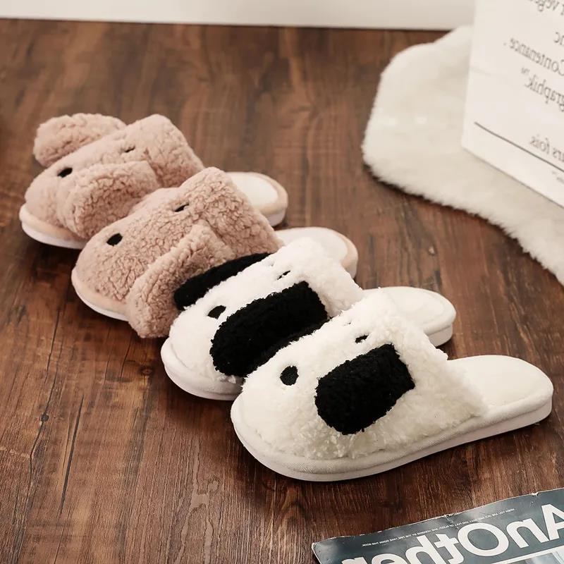 Autumn and Winter Dog Ear Design Pure Cotton Slippers Fashion Flat Cotton Shoes Indoor Casual Shoes