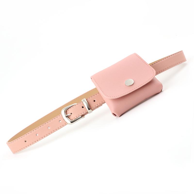 Belt Women Grainy Faux Leather Waist Belt Buckle Waistband with A Small Bag Adjustable