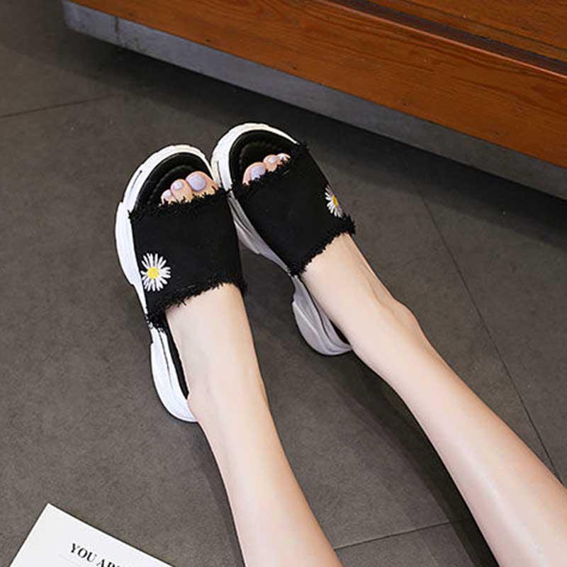 Size35-39 Summer Women Slippers Bohemian Beach Lightweight Slippers Wedge Platform Crystal Letter Sandals Outdoor High Heels