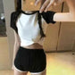 2PCS Summer Camisole Short-sleeved Shorts Two-piece Sports Yoga Suit Women's All-match Outer Wear Bottoming Slim Homewear Suit Athletic Girls Sets