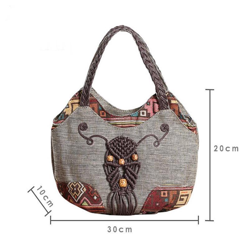 Middle Aged Women Handbag Casual Daily Shopper Ethnic Style  Anvas Cotton and Linen Woven Animal Flower Print Pattern