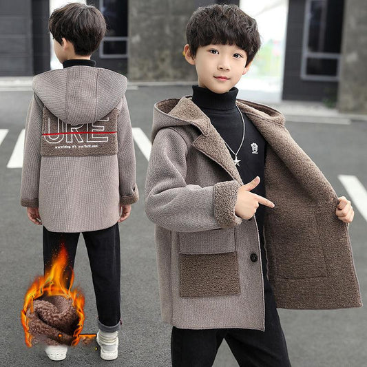 Holiday Christmas Clothes Girls' Jackets Children's Double-sided Woolen Coats Mid-length Red Fashion